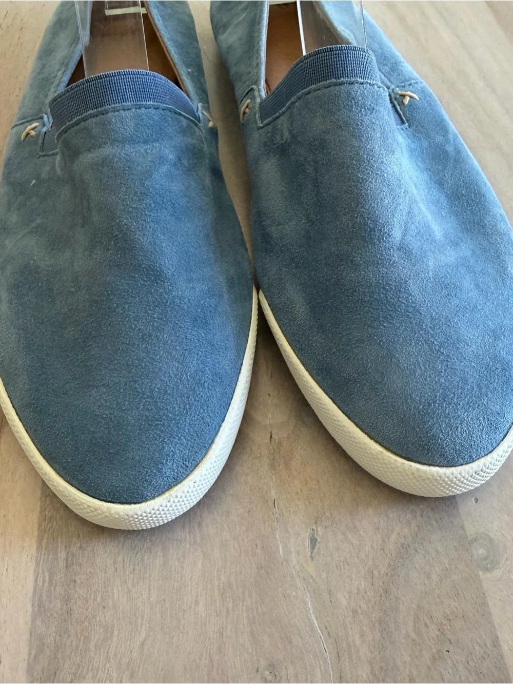 Frye Melanie Slip On Shoes Blue Leather Suede Womens Size 8